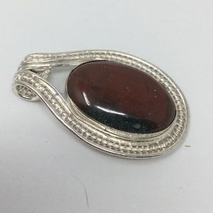 925 Sterling Silver & Coffee Brown Agate Pendant